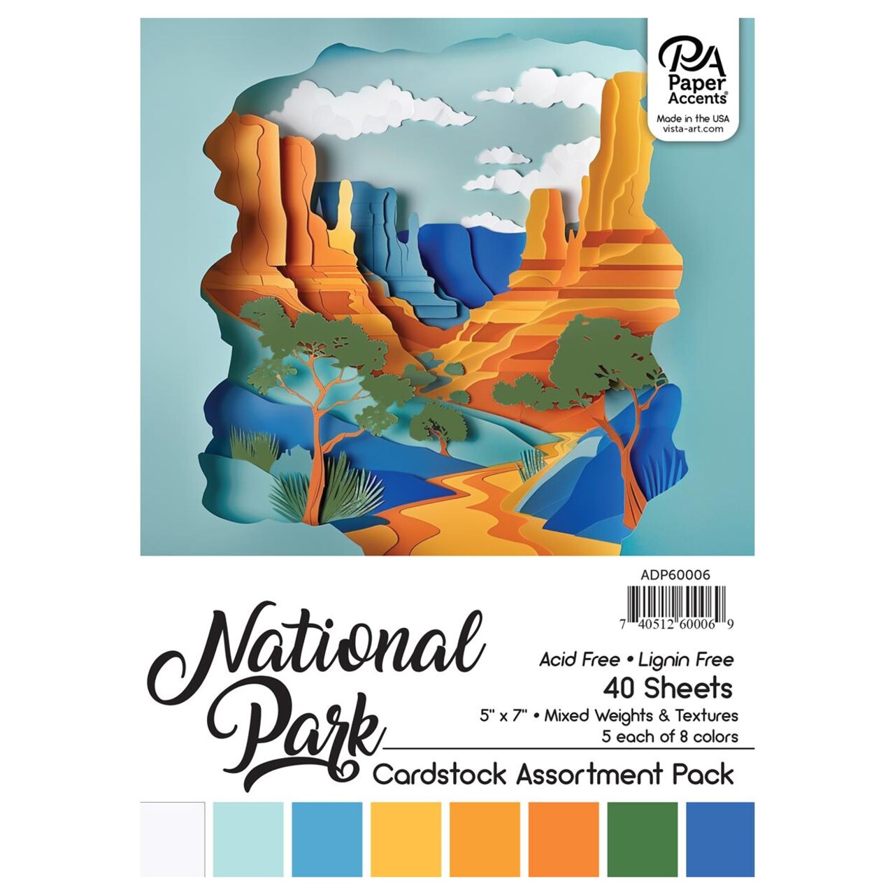 Accent Design Paper Accents Cardstock Variety Pack 5x7" 40 Sheets – National Park Colored Cardstock, Card Stock, Construction Paper for Scrapbooking, DIY, and Art Projects